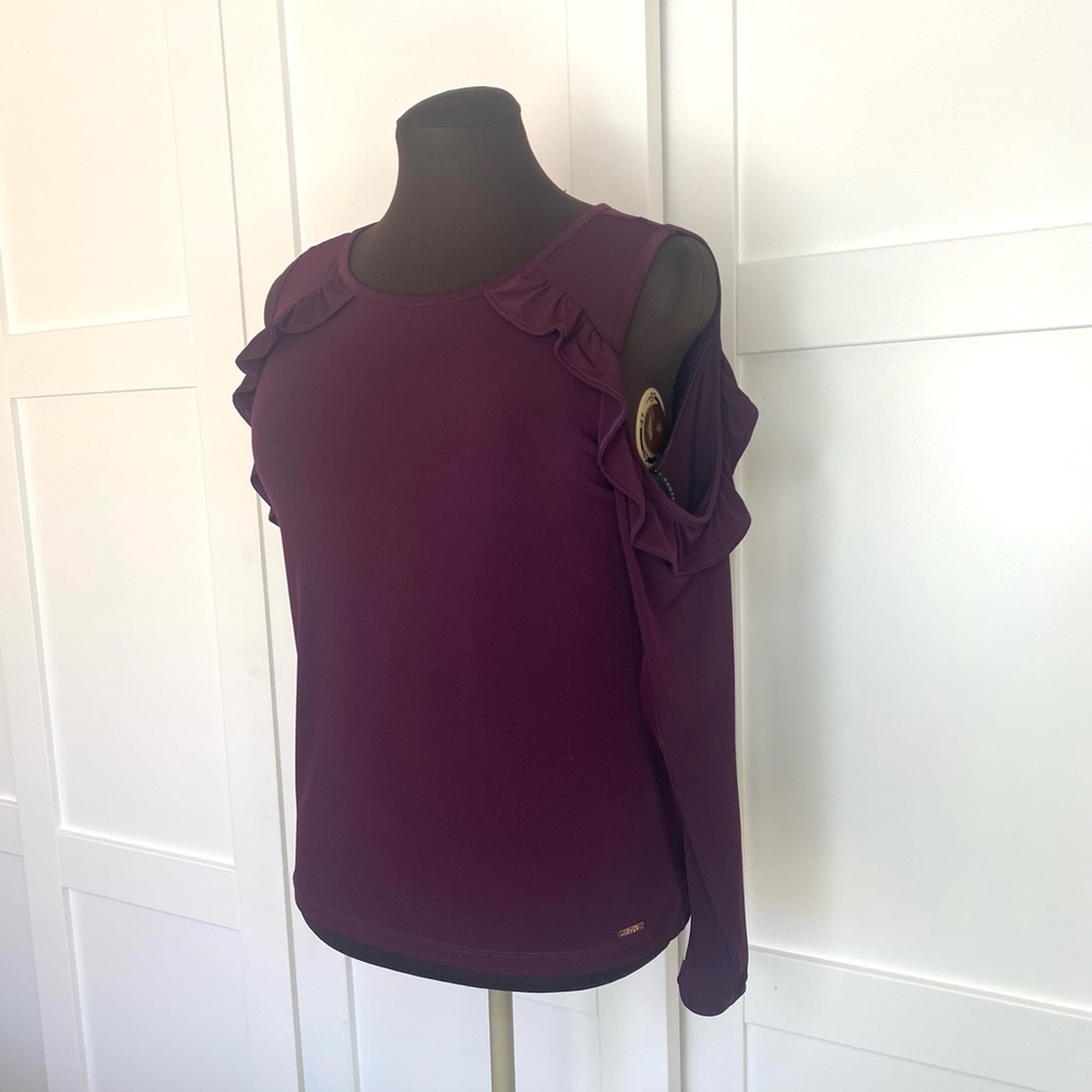 Ivanka Trump Cold Shoulder Ruffle Top Blouse - Picture 5 of 11